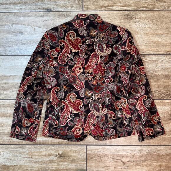 VTG Talbots 1-Button Blazer Jacket Velvet Silk Blend Floral Paisley 8P - Picture 5 of 11